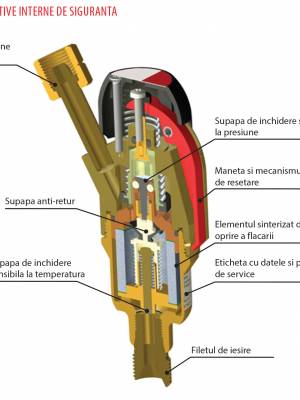Imagine 2 Opritor flacara oxigen regulator GCE SAFE-GUARD-5